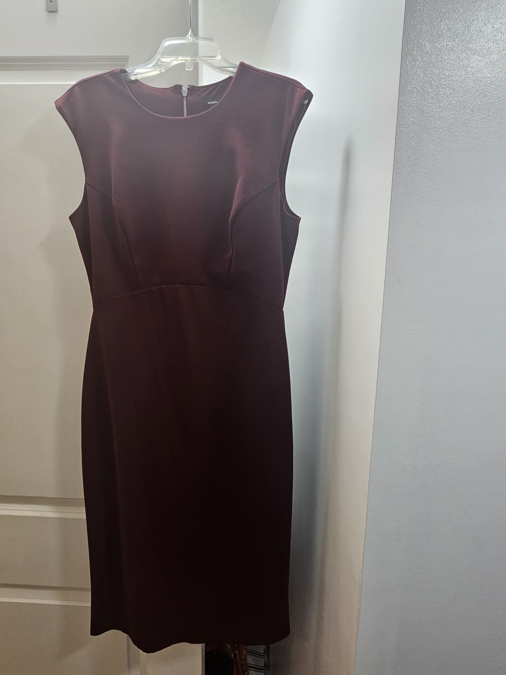 Express Sleeveless Sheath Dress in Deep Burgundy